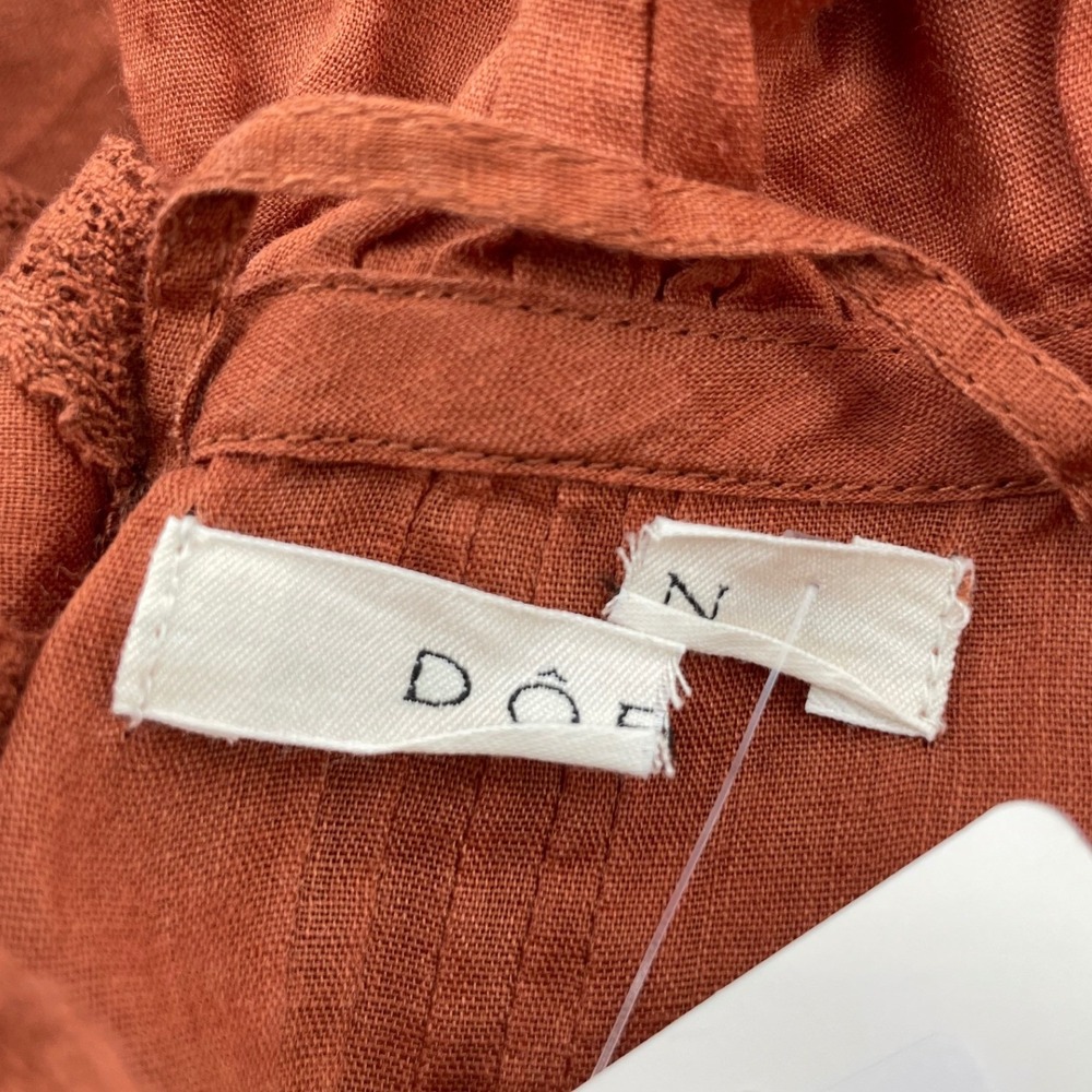 DÔEN Dress Ruffle Front Button Maxi Large Rust Good - Picture 4 of 5